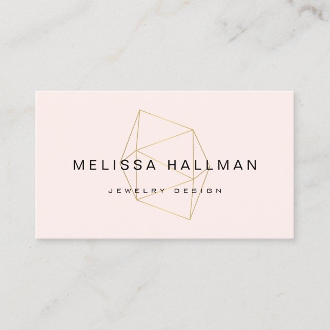 Modern Geometric Gemstone Pink Business Card (Front)