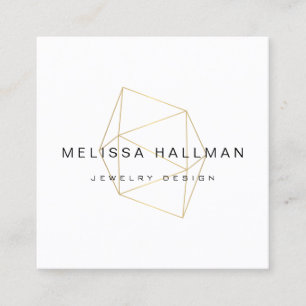 Modern Geometric Gemstone Square Business Card