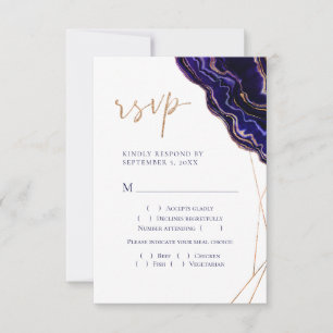 Modern Geometric Geode Blue Purple Meal Choice RSVP Card