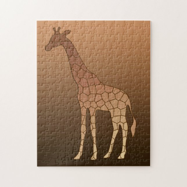 Modern Geometric Giraffe, Copper and Brown Jigsaw Puzzle (Vertical)
