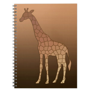Modern Geometric Giraffe, Copper and Brown Notebook