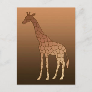 Modern Geometric Giraffe, Copper and Brown Postcard