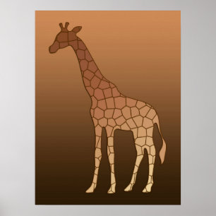 Modern Geometric Giraffe, Copper and Brown Poster
