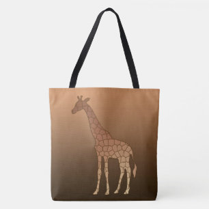 Modern Geometric Giraffe, Copper and Brown Tote Bag
