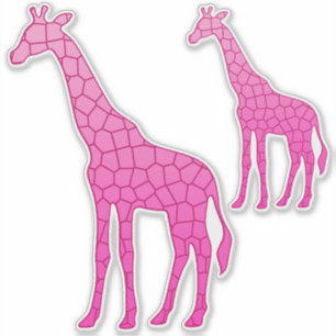 Modern Geometric Giraffe, Fuchsia and Light Pink