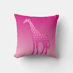 Modern Geometric Giraffe, Fuchsia and Light Pink Cushion