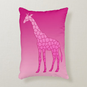 Modern Geometric Giraffe, Fuchsia and Light Pink Decorative Cushion