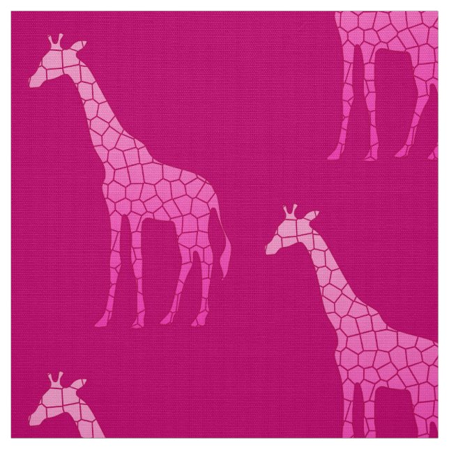 Modern Geometric Giraffe, Fuchsia and Light Pink Fabric (Swatch)