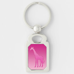 Modern Geometric Giraffe, Fuchsia and Light Pink Key Ring