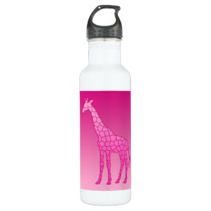 Modern Geometric Giraffe, Fuchsia and Light Pink S 710 Ml Water Bottle