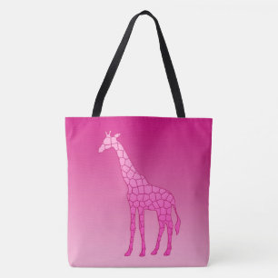 Modern Geometric Giraffe, Fuchsia and Light Pink Tote Bag