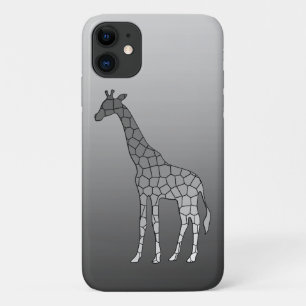 Modern Geometric Giraffe, Silver Grey / Grey iPhone 11 Case