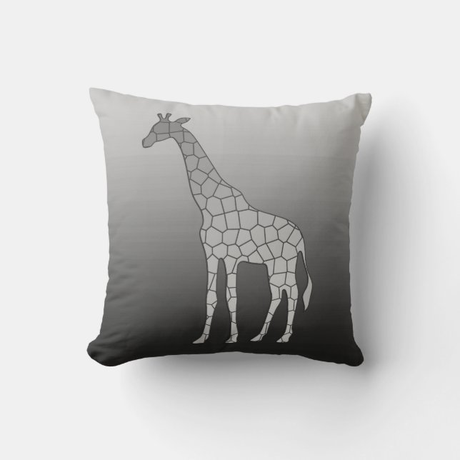 Modern Geometric Giraffe, Silver Grey / Grey Cushion (Front)