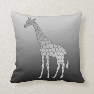 Modern Geometric Giraffe, Silver Grey / Grey Cushion