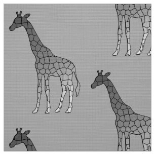 Modern Geometric Giraffe, Silver Grey / Grey Fabric