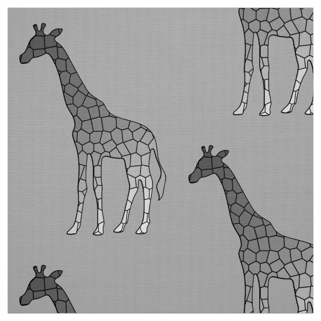 Modern Geometric Giraffe, Silver Grey / Grey Fabric (Swatch)