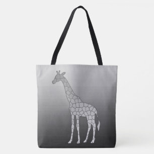 Modern Geometric Giraffe, Silver Grey / Grey Tote Bag