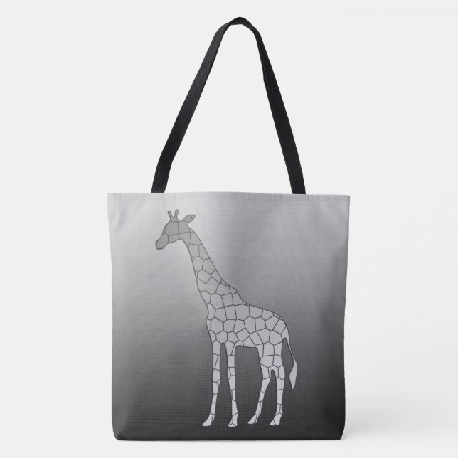 Modern Geometric Giraffe, Silver Grey / Grey Tote Bag (Front)