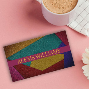 Modern geometric glitter qr code business card