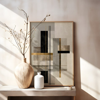 Modern Geometric Gold Abstract Art Canvas Print