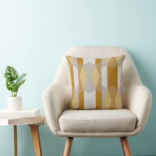 Modern Geometric Gold and Grey Cushion
