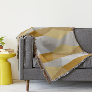 Modern Geometric Gold and Grey Throw Blanket