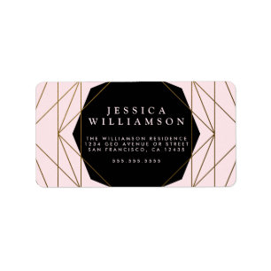 Modern Geometric Gold, Blush & Black Bridal Brunch Label