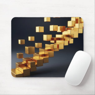 Modern Geometric Gold Cubes Growth Concept Mouse Mat