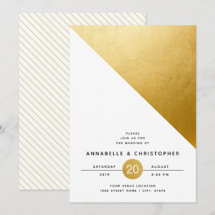 Modern Geometric Gold Foil Wedding Invitation