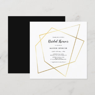 Modern geometric gold frame Bridal shower Invitation