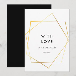 Modern geometric gold frame Thank you card