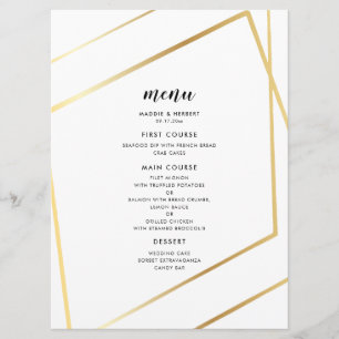 Modern geometric gold frame wedding menu