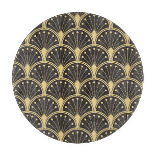 Modern Geometric Gold Lined Tiles Cutting Board