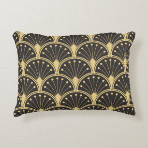 Modern Geometric Gold Lined Tiles Decorative Cushion