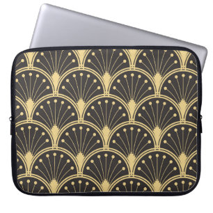 Modern Geometric Gold Lined Tiles Laptop Sleeve