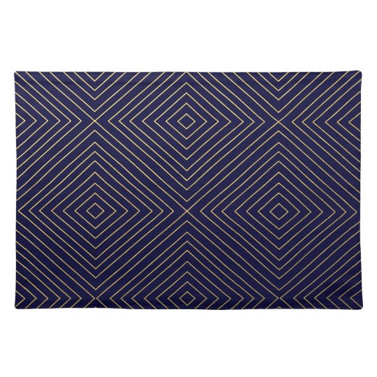 Modern Geometric Gold Squares Pattern on Navy Blue Placemat Zazzle.co.uk