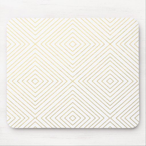 Image of Modern Geometric Gold Squares Pattern on White Col Mouse Mat