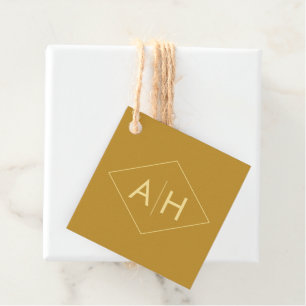 Modern Geometric Gold Wedding Favour Tag, Initials Favour Tags