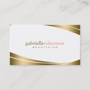 Modern Geometric Gold & White Business Card