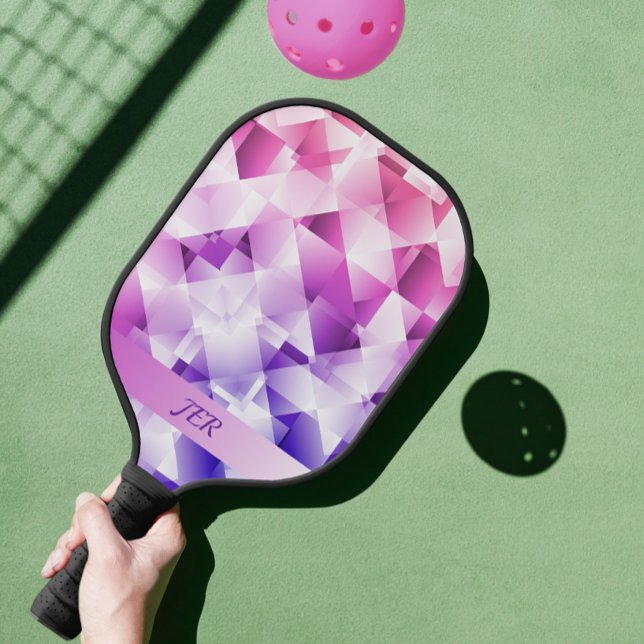 Modern Geometric Gradient Pattern Monogrammed  Pickleball Paddle (Modern Geometric Gradient Pattern Monogrammed Pickleball Paddle)