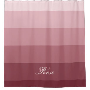 Modern Geometric Gradient Rose Red Custom Name Shower Curtain