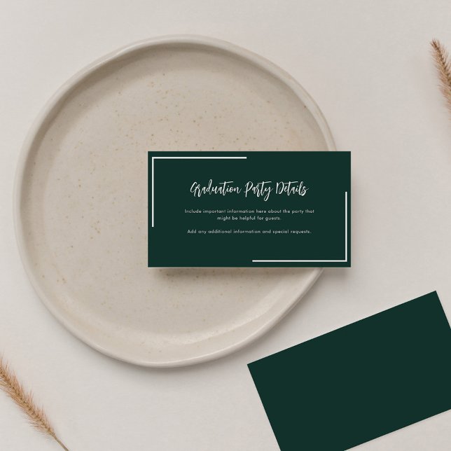 Modern Geometric Graduation 2025 Party Green Enclosure Card (Graduation Party Details Enclosure Green and White Card)