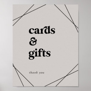 Modern Geometric   Gray Cards and Gifts Sign