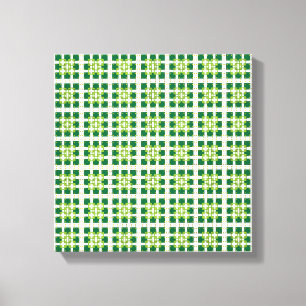 Modern geometric green Forest squares pattern Canvas Print