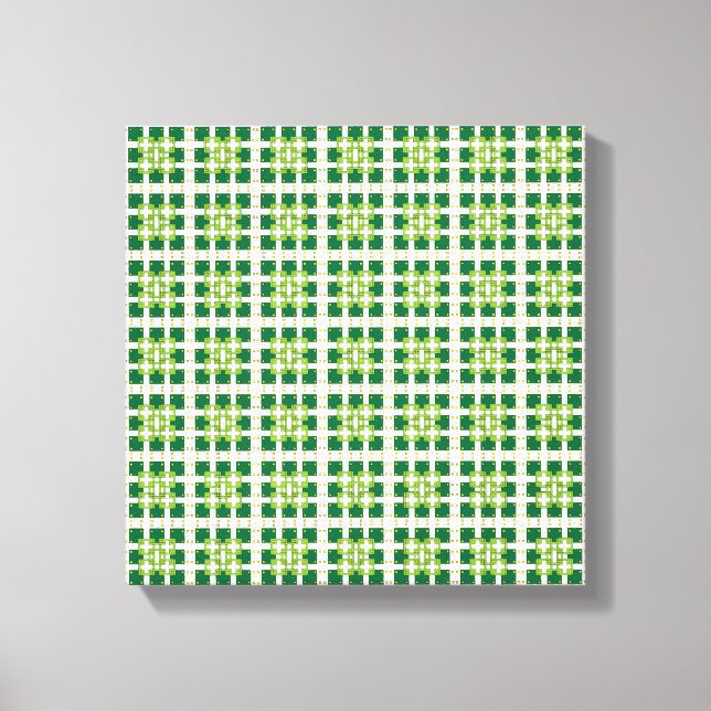 Modern geometric green Forest squares pattern Canvas Print (Front)