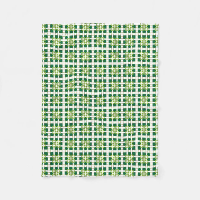 Modern geometric green Forest squares pattern Fleece Blanket (Front)
