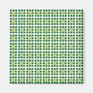 Modern geometric green Forest squares pattern Magnet
