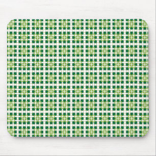 Modern geometric green Forest squares pattern Mouse Mat