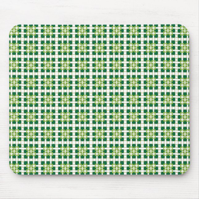 Modern geometric green Forest squares pattern Mouse Mat (Front)