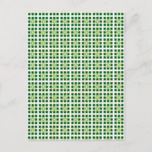 Modern geometric green Forest squares pattern Postcard